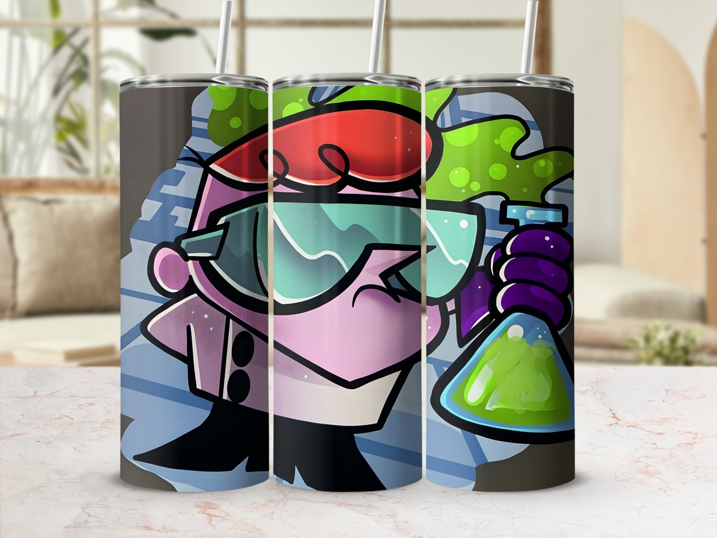 Colorful Scientist Cartoon Design Tumbler Flask