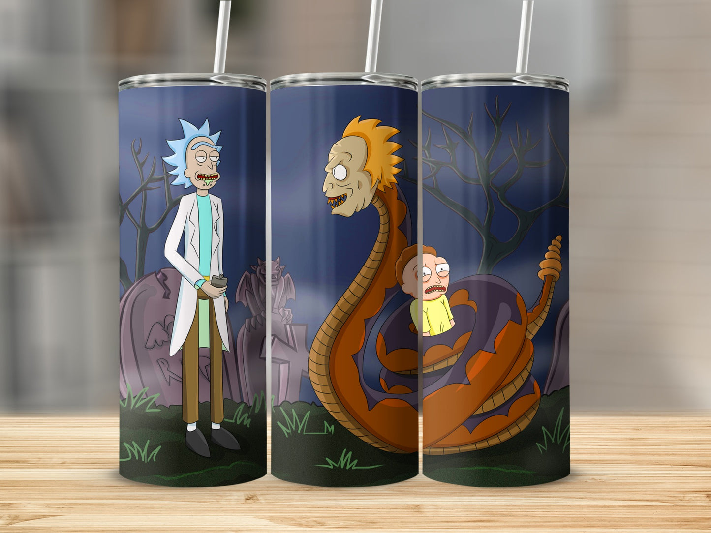 Rick and Morty Snake Monster Tumbler Cup Design