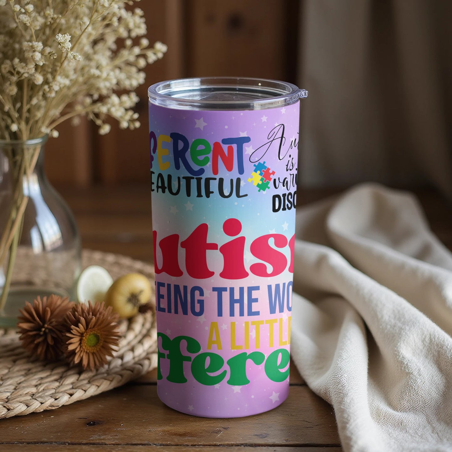 Autism Awareness Colorful Design Tumbler Cup