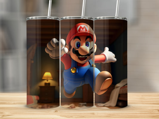 Vibrant Retro Mario Video Game Design Travel Tumbler