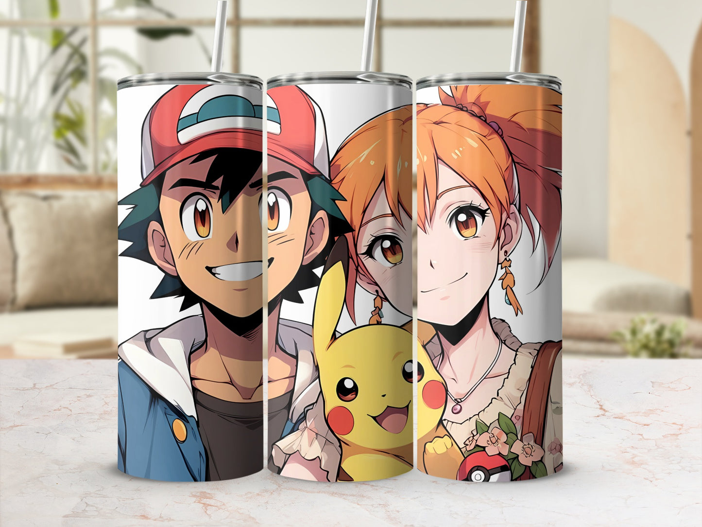 Colorful Anime Character Tumbler with Straw