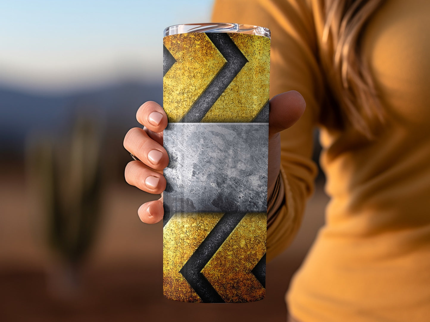 Arrow Industrial Textures Gold Grey Metal Finish Tumblers