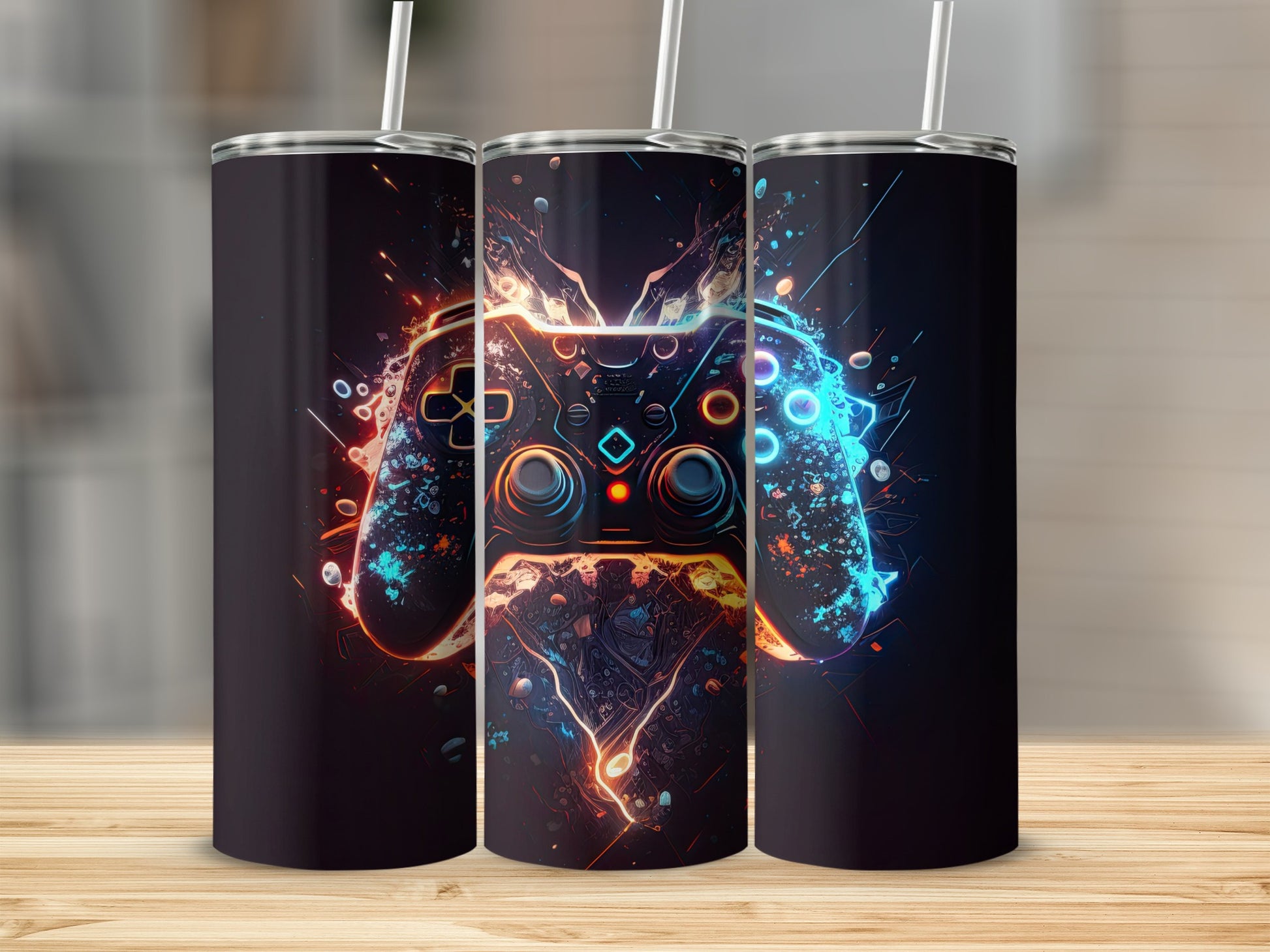 Energetic Gaming Controller Art Stainless Steel Tumbler