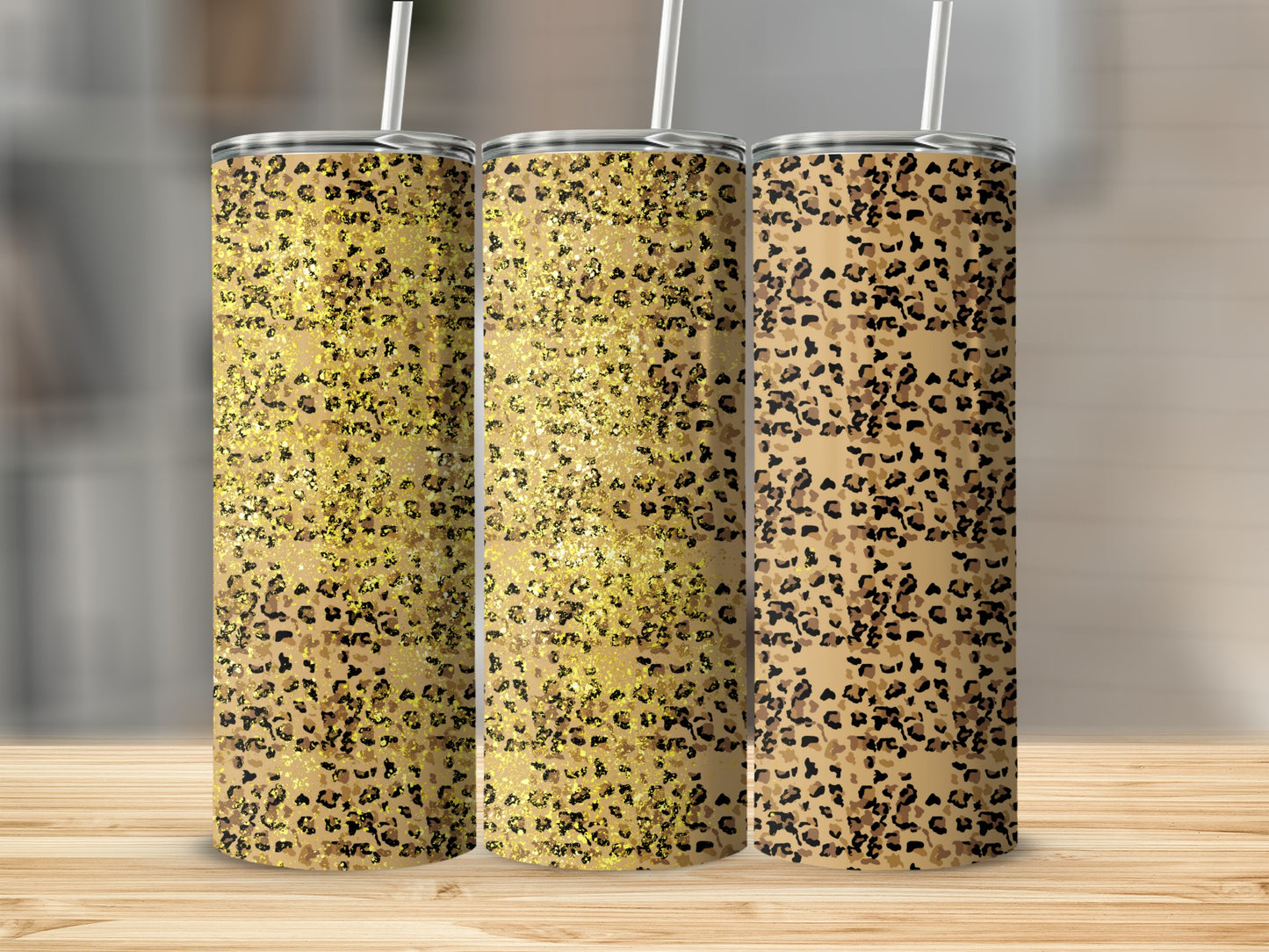 Sparkling Leopard Print Tumbler Cup for Beverages
