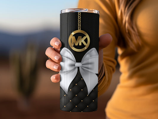 Elegant Black and White MK Design Tumbler Cup