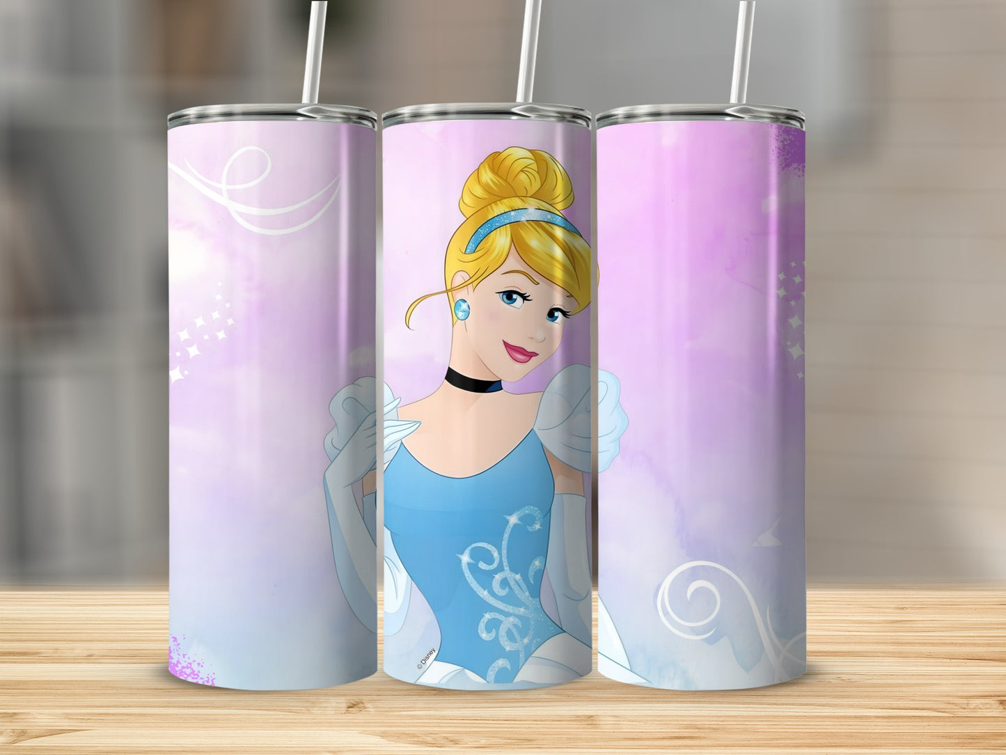 Disney Princess Tumbler with Pastel Background Design