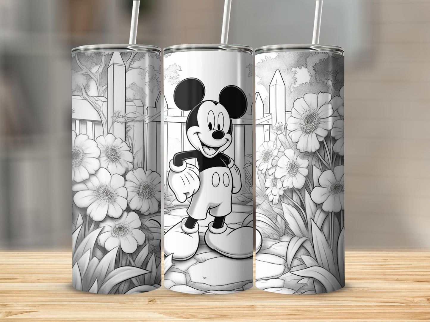 Vintage Mickey Mouse Garden Black and White Tumbler