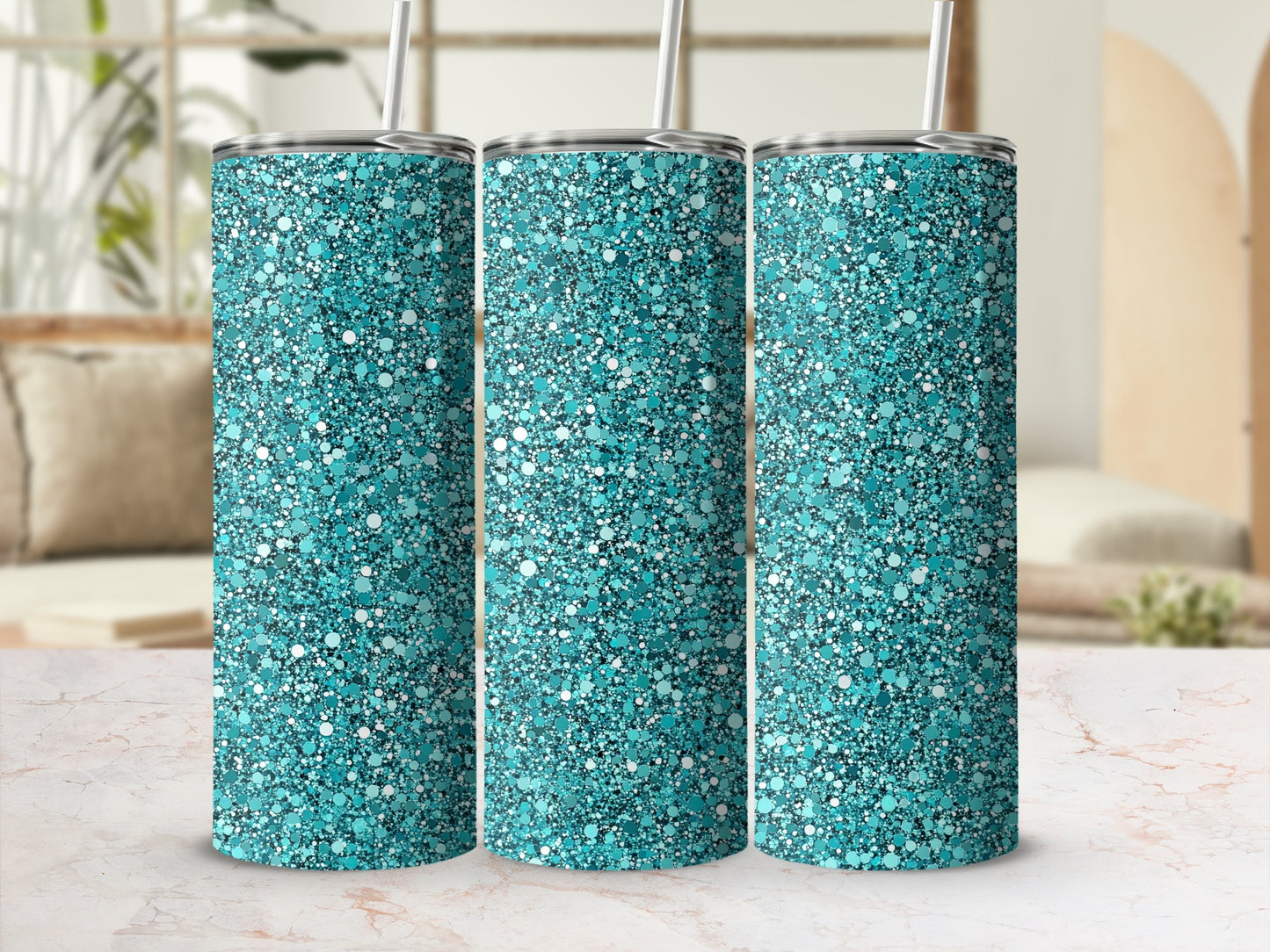 Sparkling Turquoise Texture Shimmering Glitter Tumblers