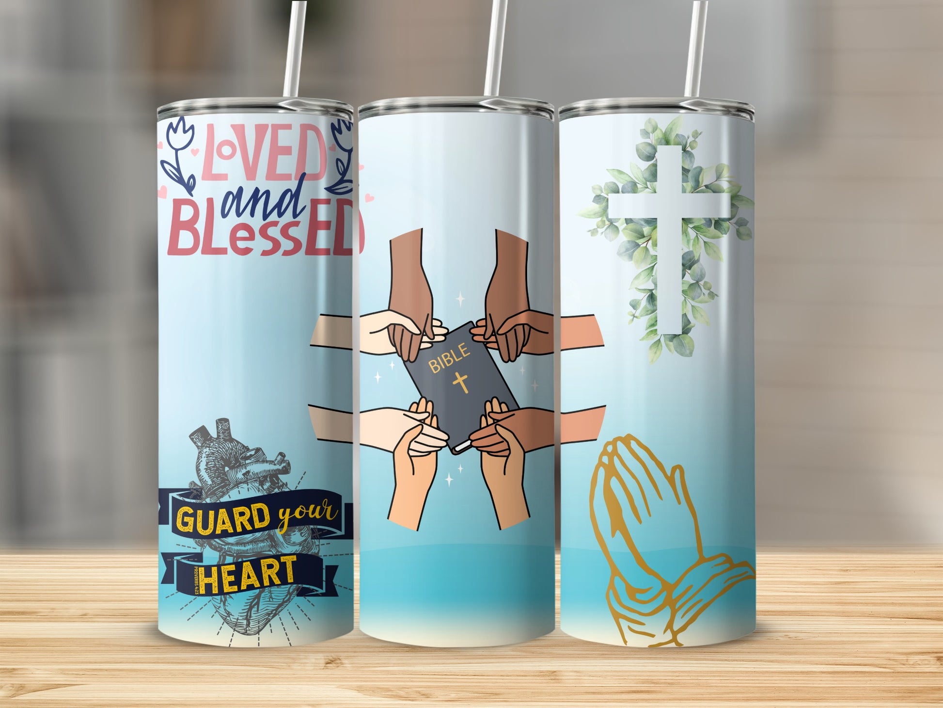 Loved and Blessed Guard Your Heart Bible Prayer tumbler