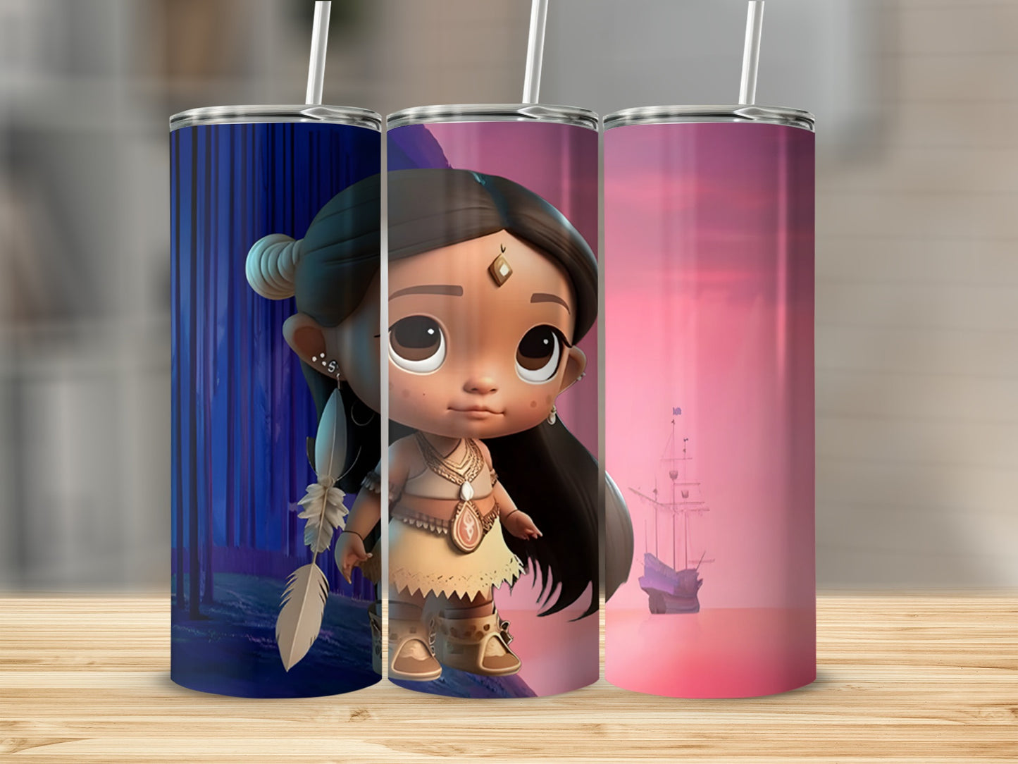 Adorable Cartoon Princess Tribal Long Hair Tumbler