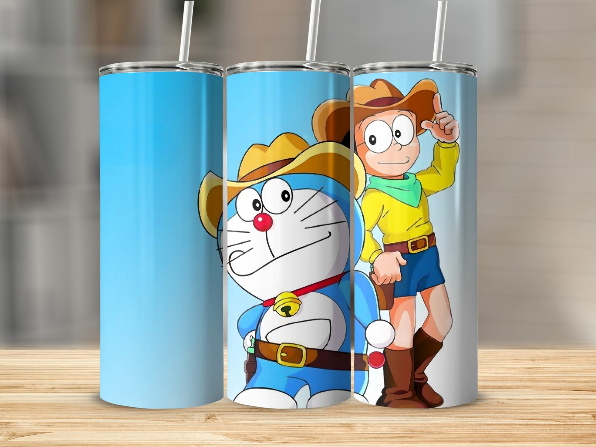 Cowboy Character Tumbler with Straw Insulated Flask