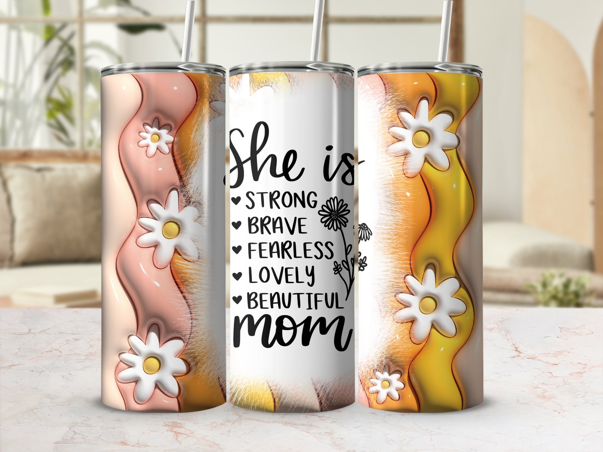 She is Strong Brave Fearless Lovely Beautiful Mom Tumbler