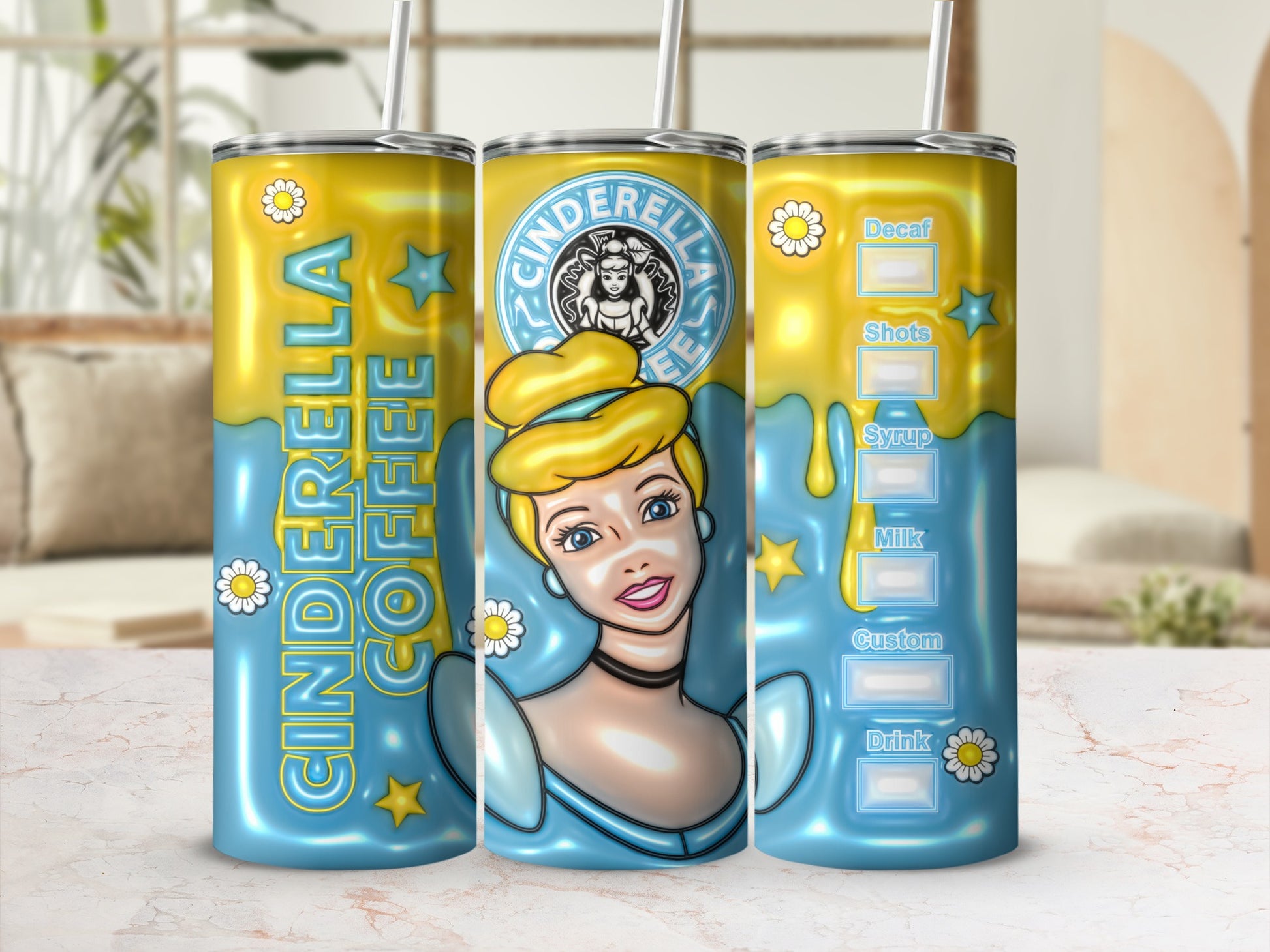 Cinderella Coffee Theme Customizable Tumbler Cup