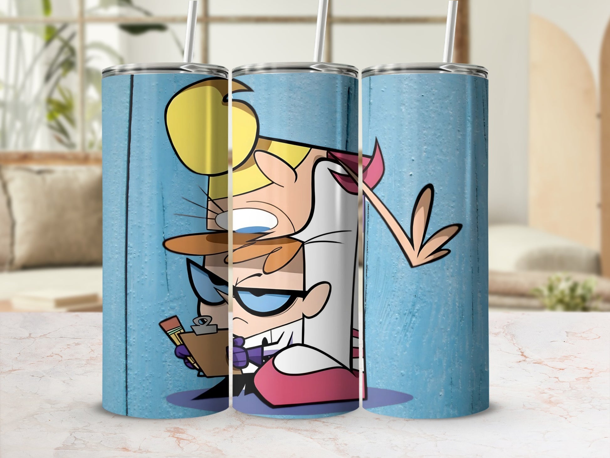 Cartoon Character Blue Background tumbler