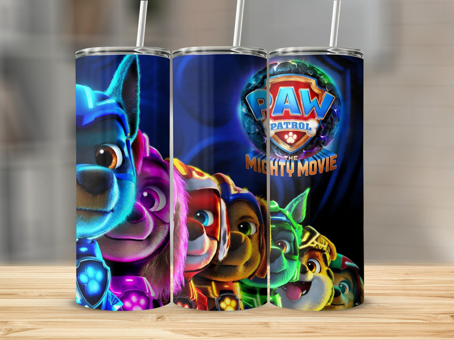 PAW Patrol The Mighty Movie themed tumbler set