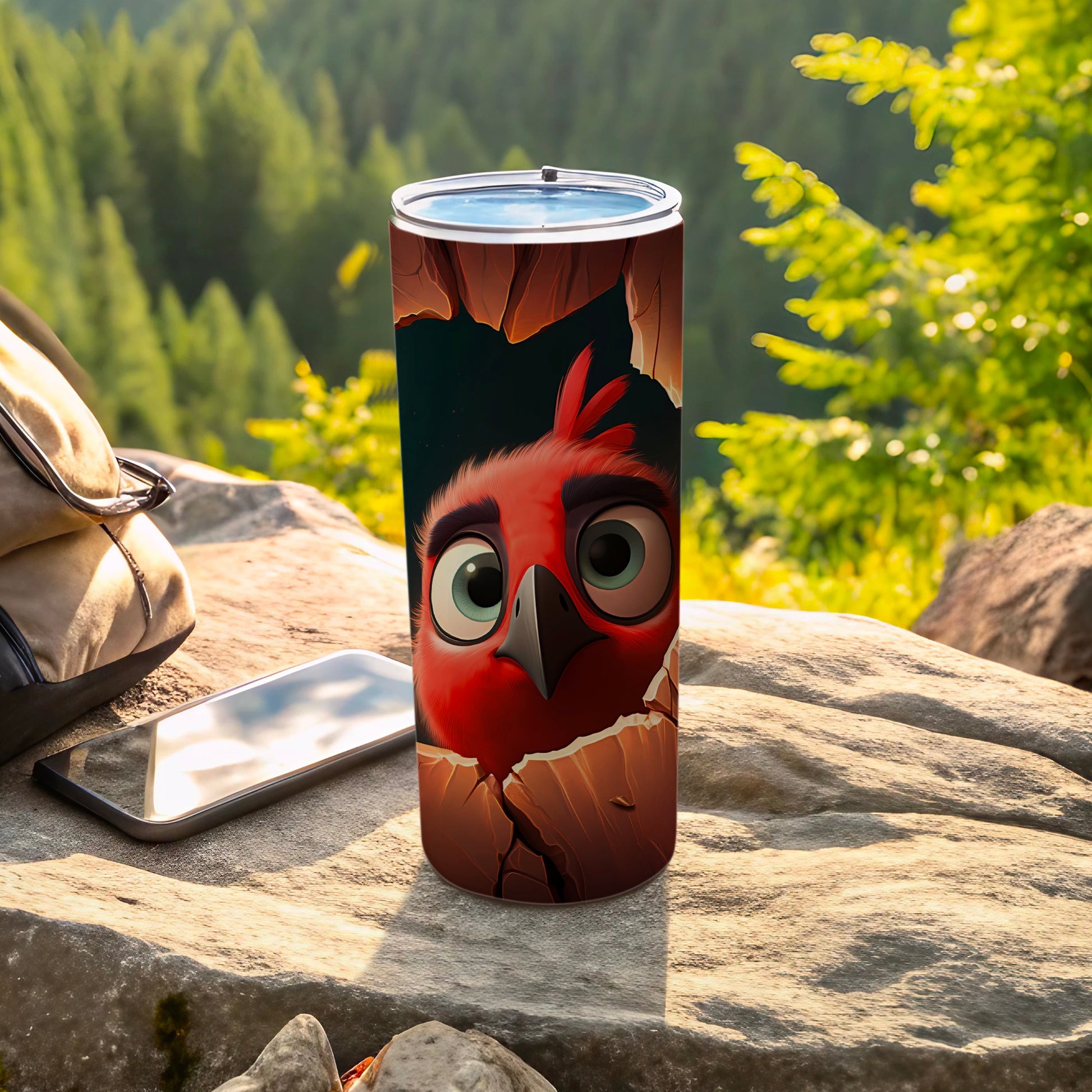 Cartoon Red Bird Cracked Hatching Funny Tumbler product type
Tumbler, Insulated cup, Travel mug, Drinkware, Red bird, Cartoon bird, Funny bird, Cracked design, Hatching graphic, Outdoor theme, Nature print, Adventure lifestyle, Beverage holder, Unique design, Cute character, Graphic art, Character themed, Forest backdrop, Drink bottle, Pop culture character