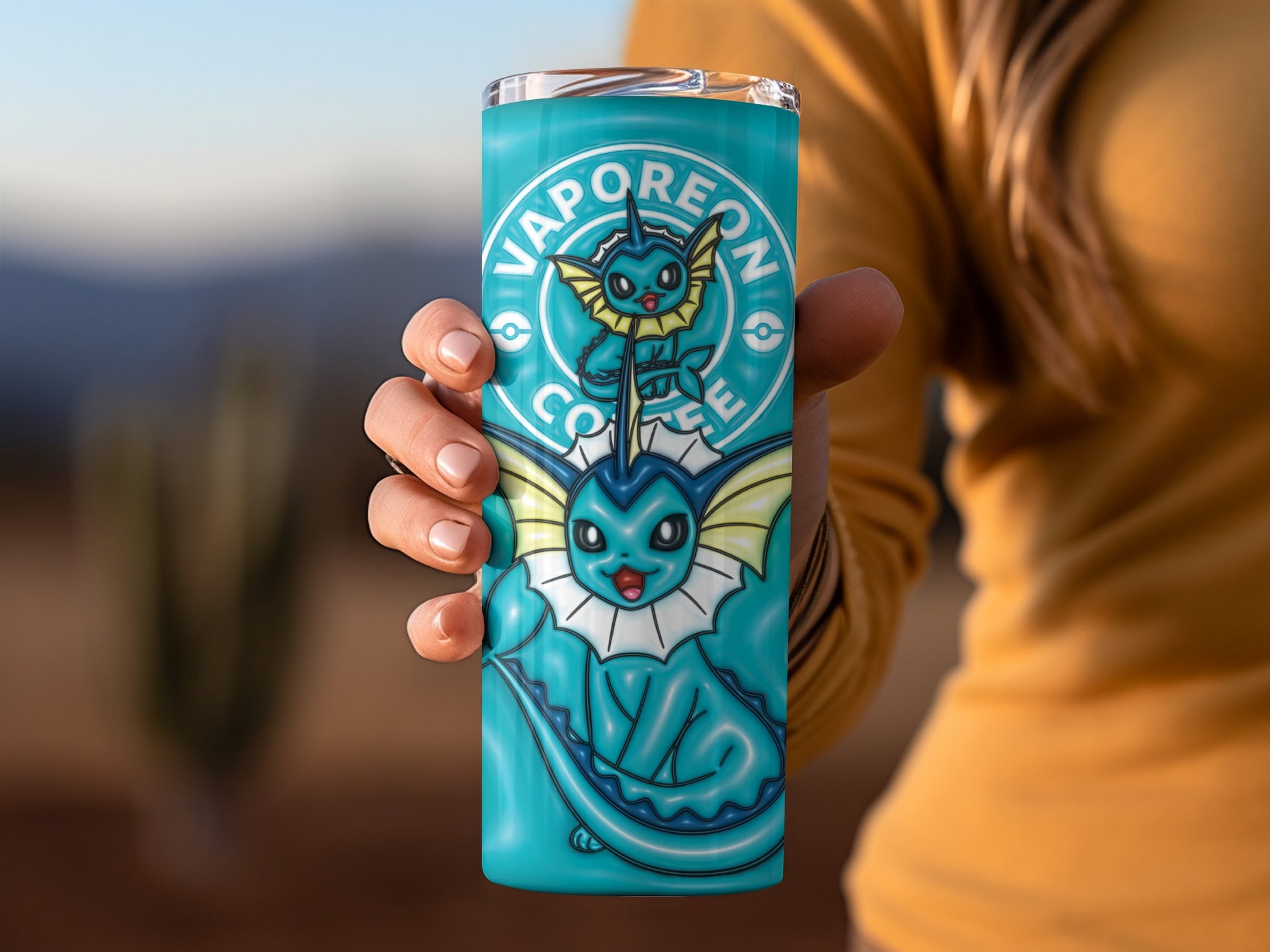 Vaporeon Café Design Insulated Tumbler for Drinks