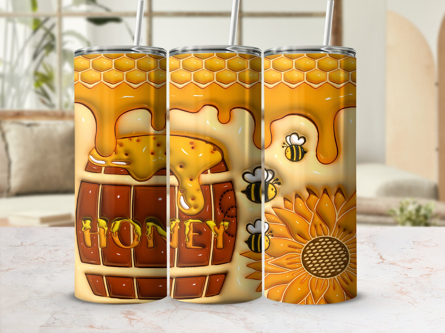 Dripping Honeycomb Bees Sunflower Honey Barrel product type