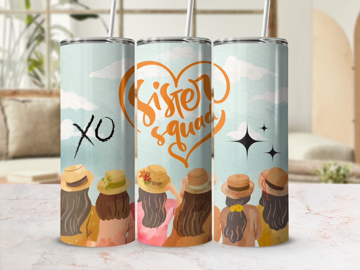 Sister Squad Tumbler with Cute Illustrations