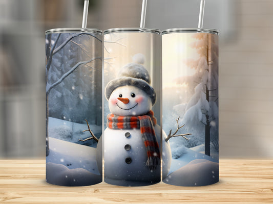 Winter Snowman Tumbler with Straw Insulated Drinkware