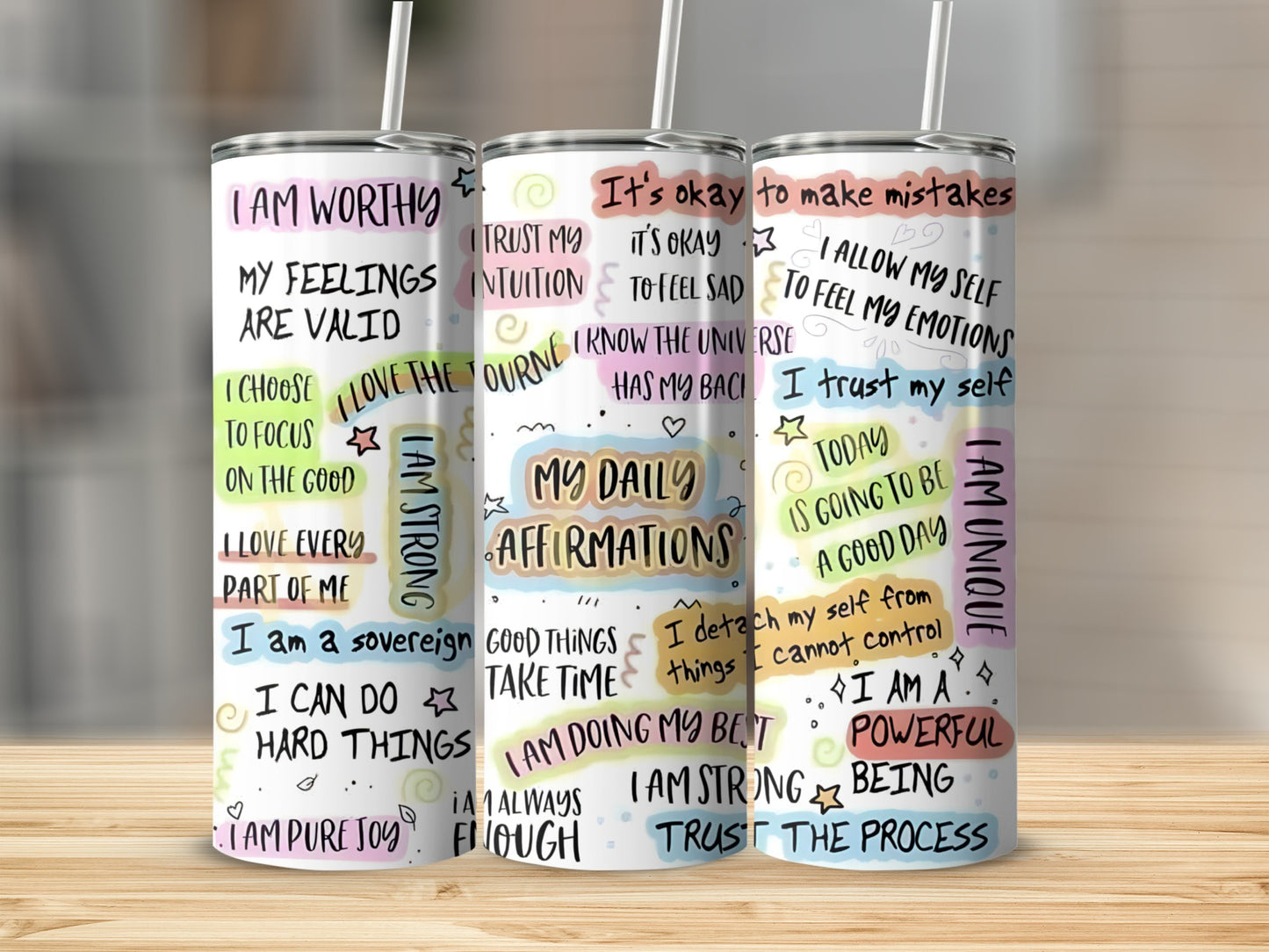 Motivating Affirmation Quotes on White Tumbler Drinkware