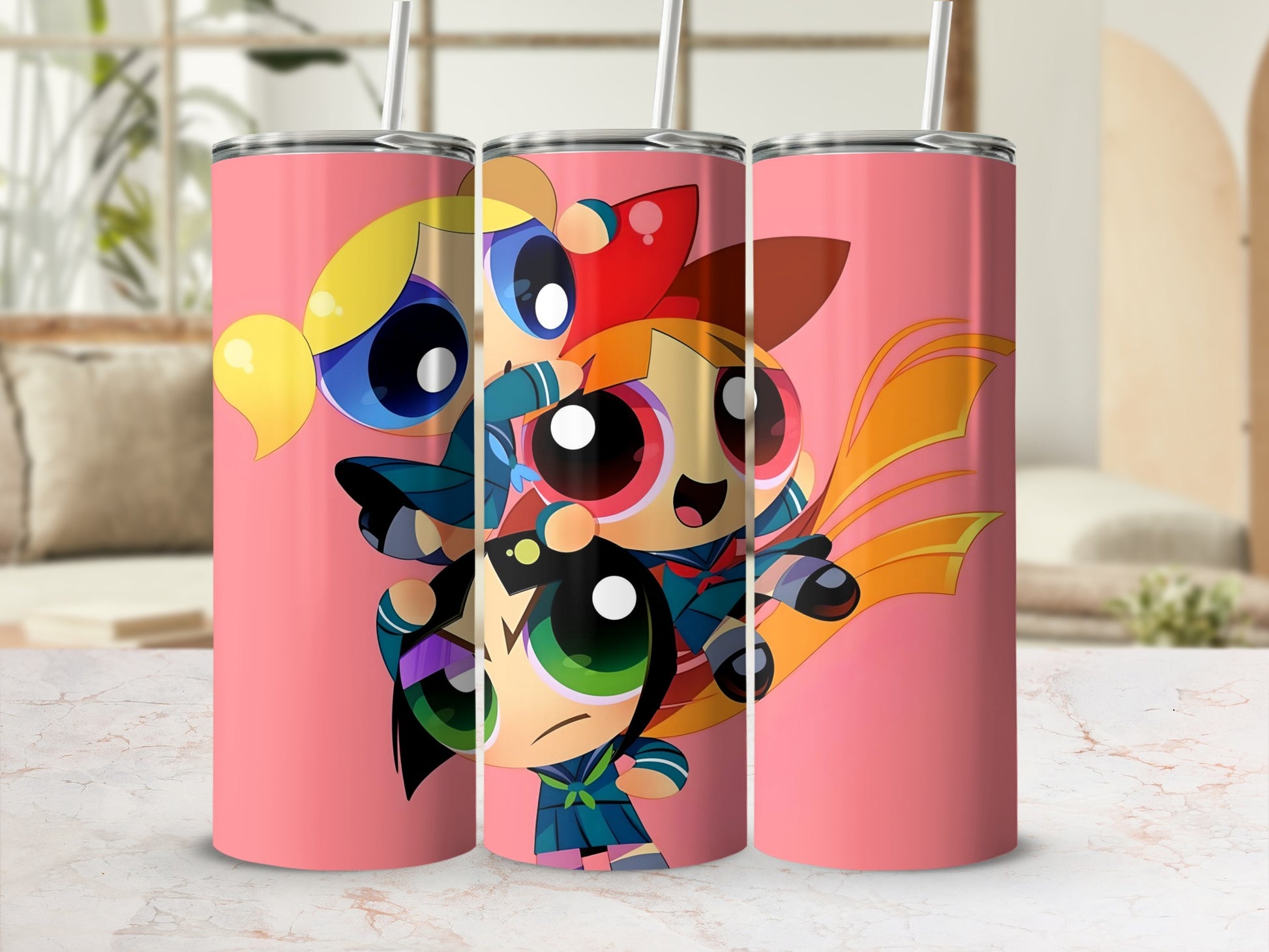 Colorful Cartoon Character Trellis Tumbler Cups Set