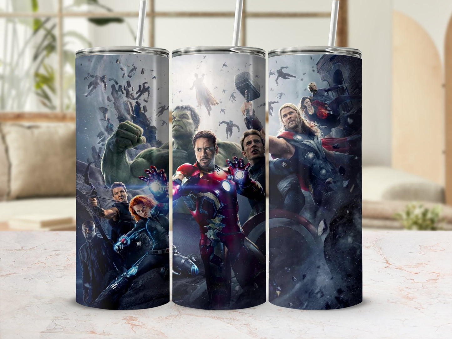 Avengers Heroes Battle Scene Stainless Steel Tumbler