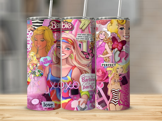 Barbie Collage Perfect Love XOXO Let's Go Party Tumblers