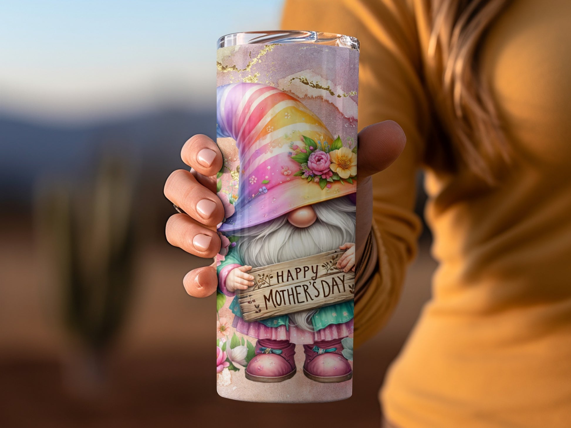 Happy Mother's Day Colorful Gnome Tumbler for Moms