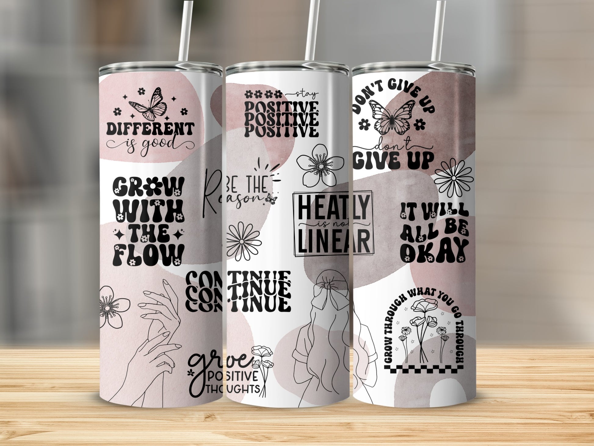 Motivational Quotes Tumbler Grow With The Flow Accessory