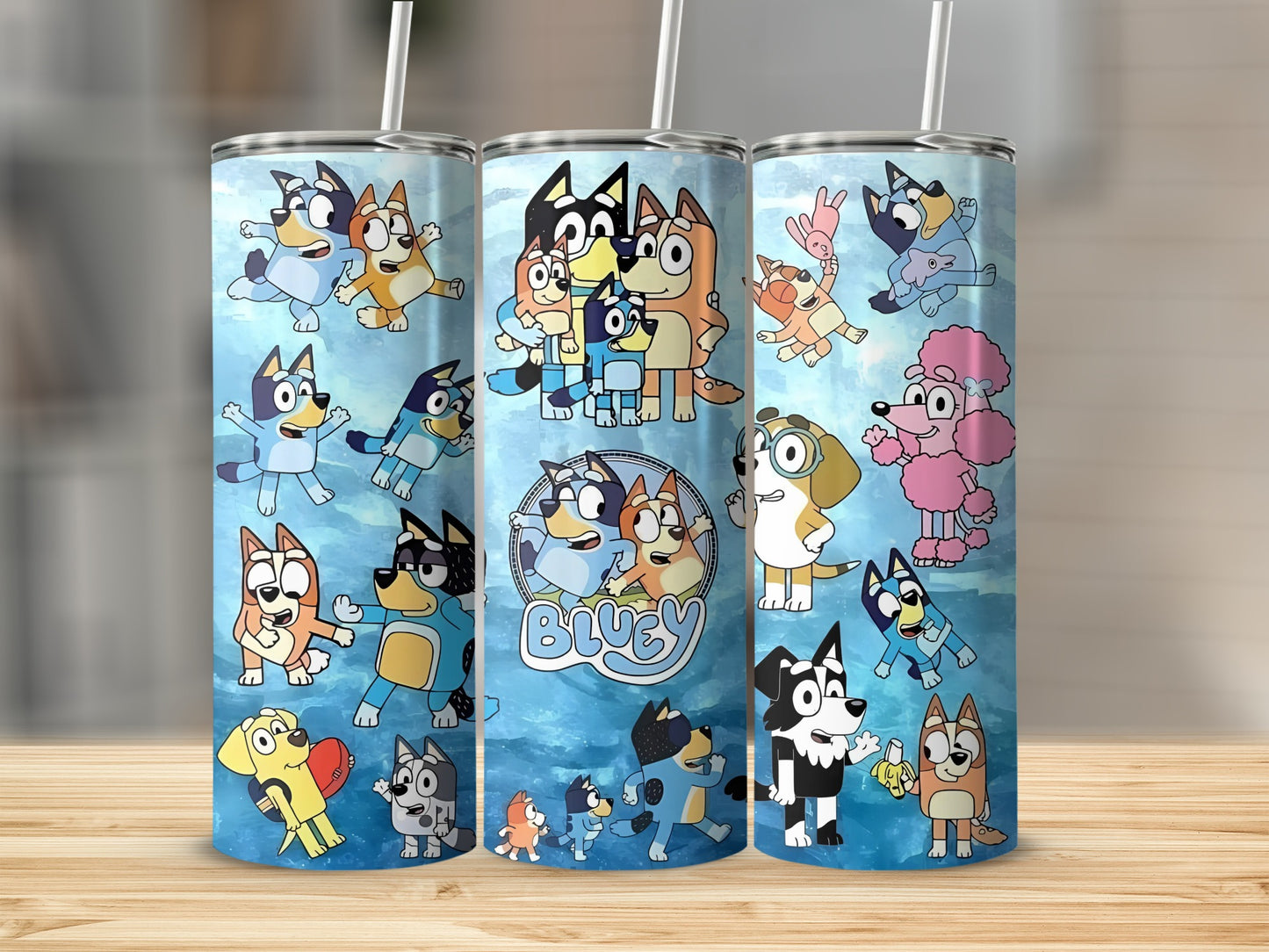 Blue and Pink Cartoon Characters Insulated Tumbler Cup