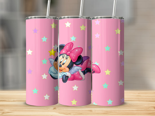 Adorable Pink Starry Mouse Character Tumbler