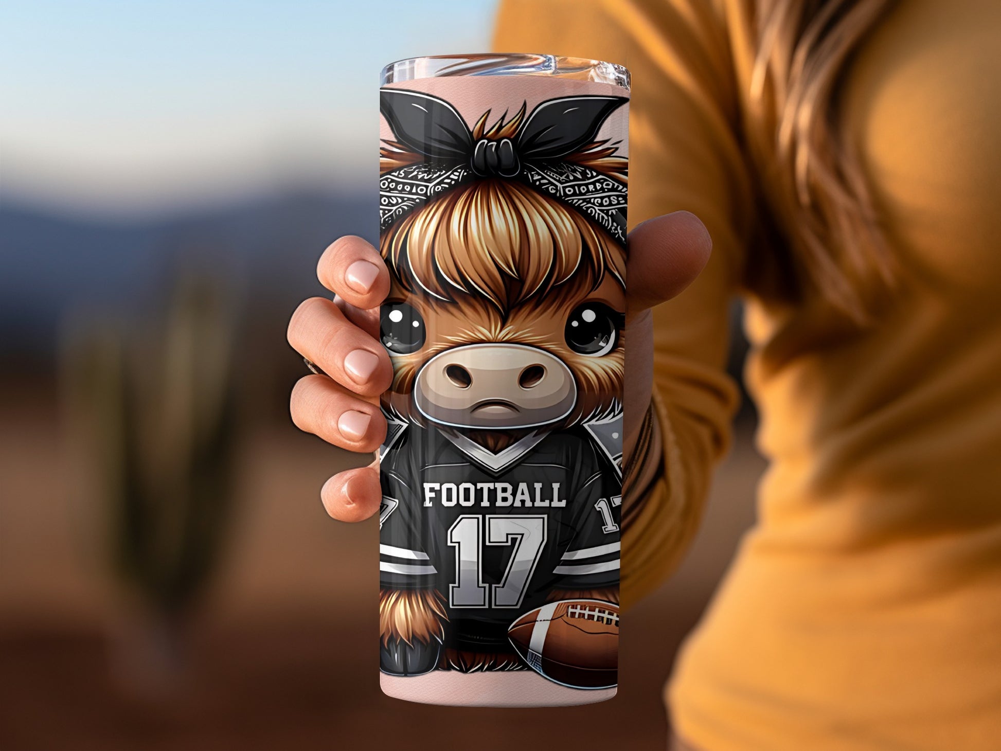 Football 17 Cow Wearing Bandana Design Tumbler Cup