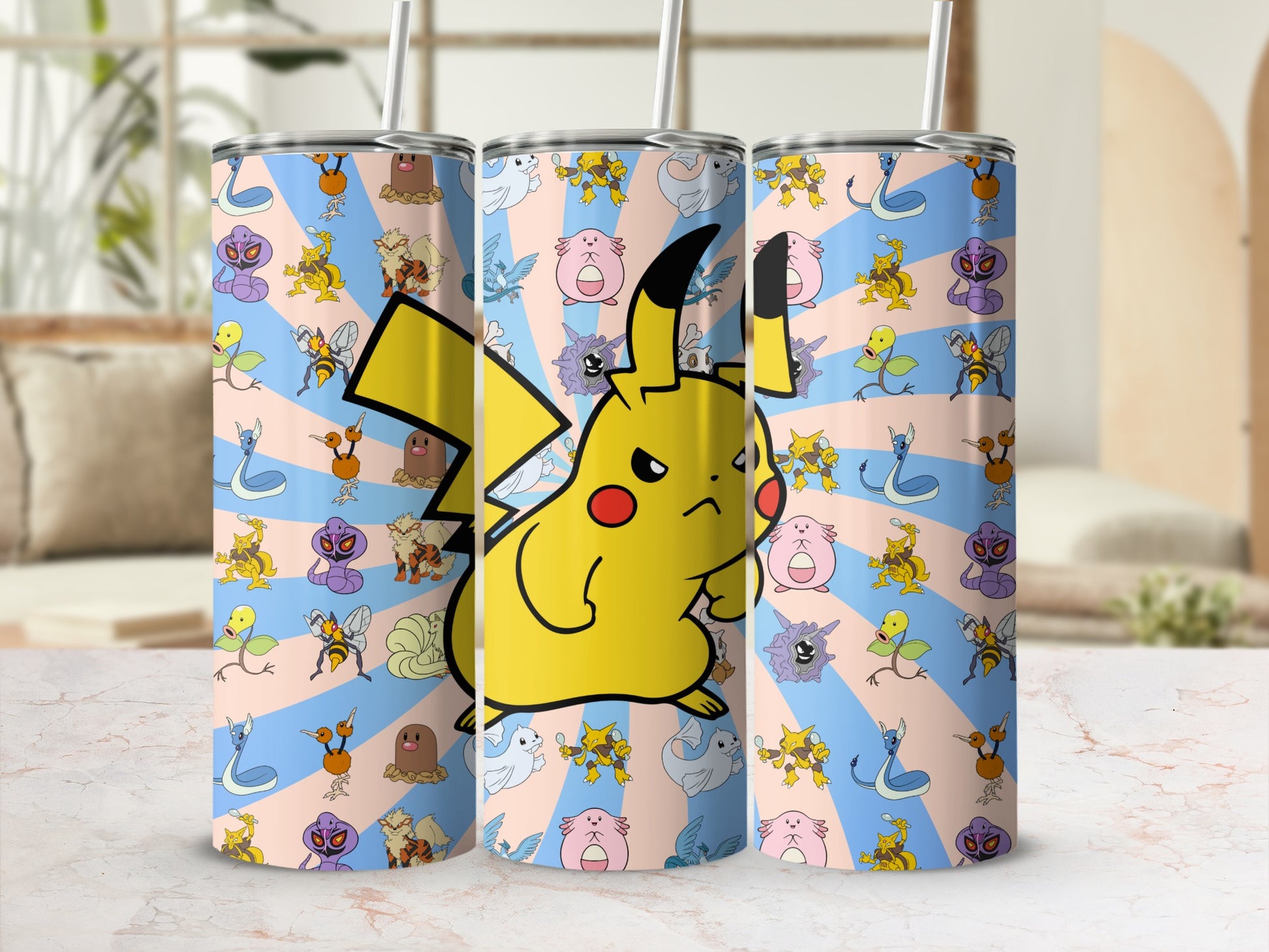 Vibrant Pikachu Design Tumbler for Pokemon Fans