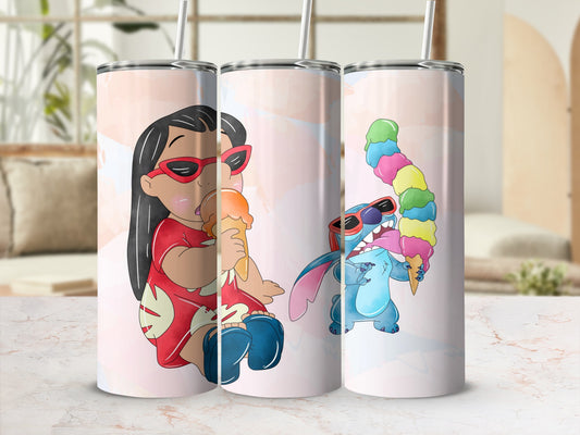 Cute Cartoon Characters Enjoying Ice Cream Tumbler