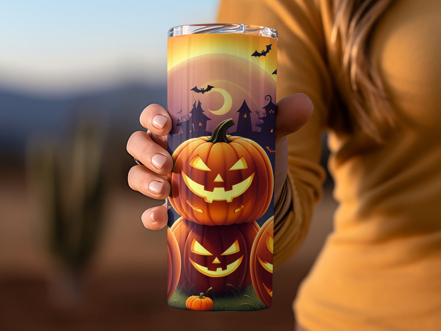Halloween Pumpkin Design Insulated Tumbler Cup