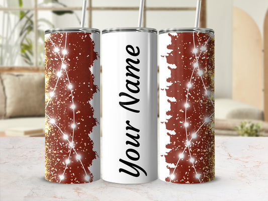 Personalized Glitter Custom Name Tumbler with Straw