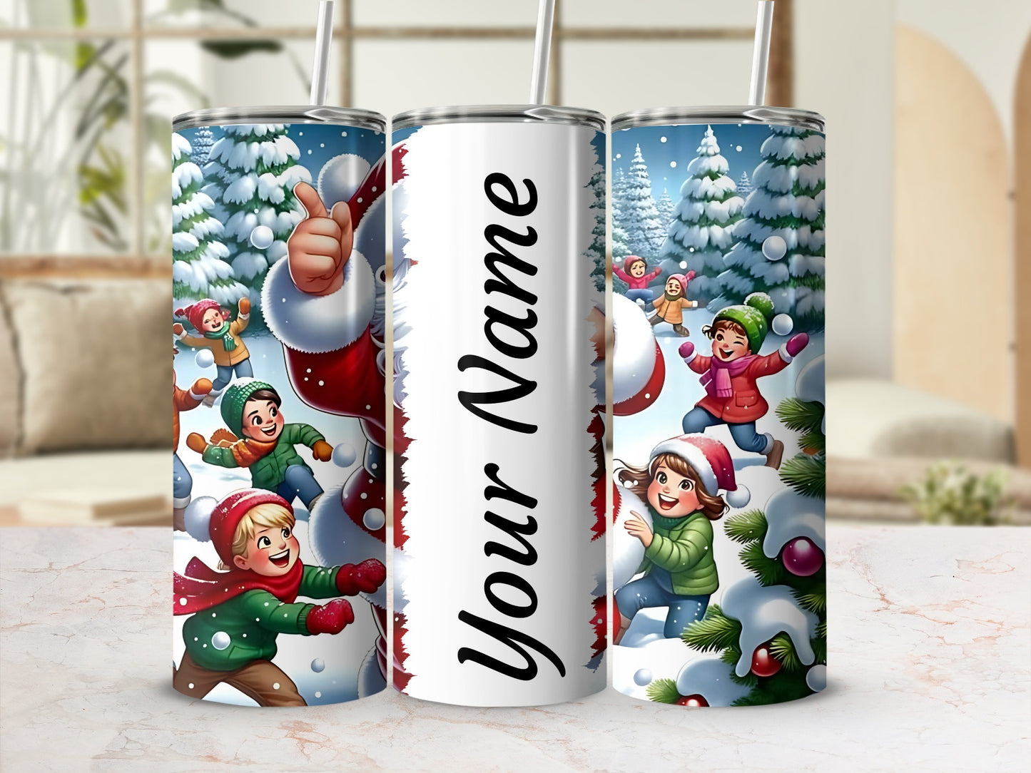 Personalized Christmas Snowball Fight Tumbler