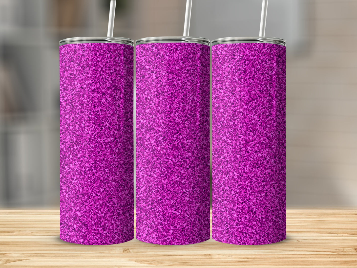 Vibrant Glittery Pink Tumbler Set for Stylish Beverages