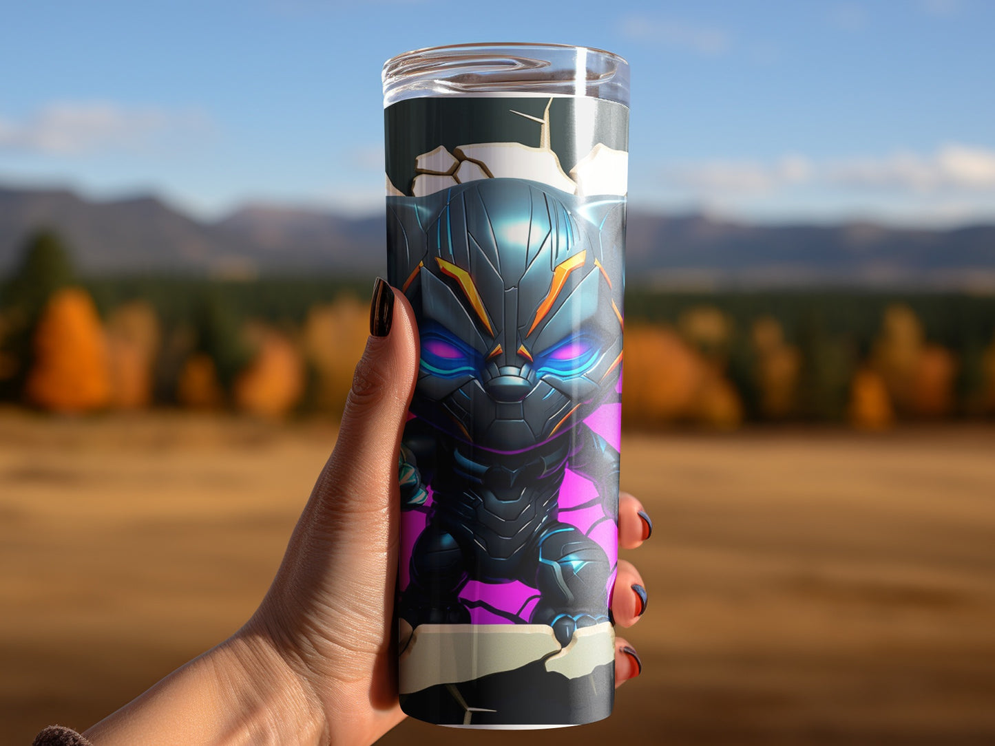 Black Panther Cute Chibi Tumbler for Fans and Collectors