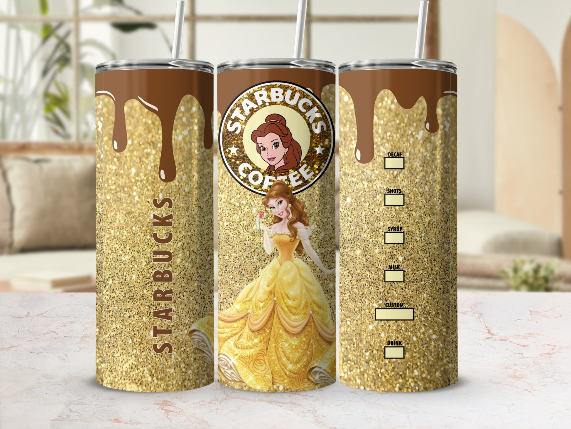 Glittery Princess Starbucks Coffee Tumbler 20oz