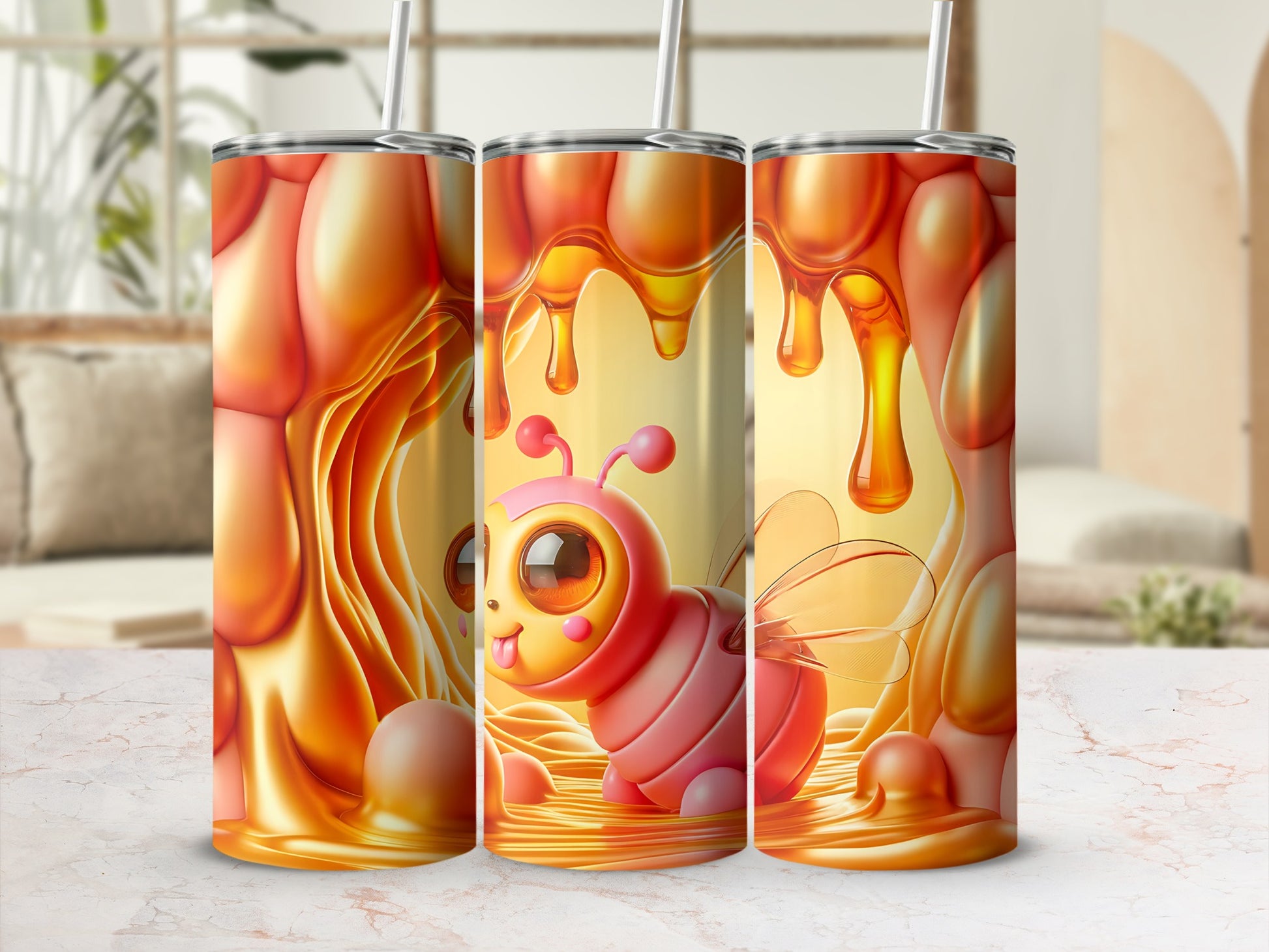 Cute Honey Bee and Honeycomb Design Tumbler