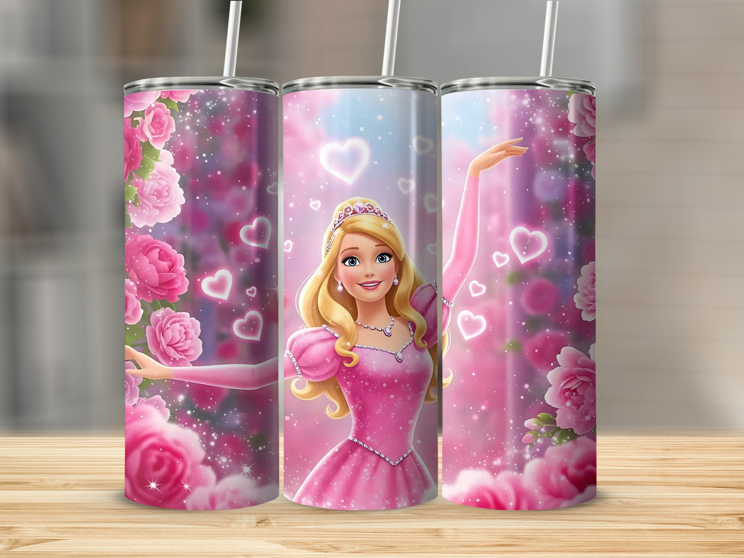 Princess and Roses Artwork Stainless Steel Tumbler