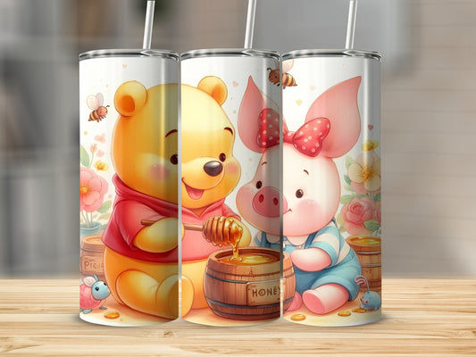 Pooh Piglet Honey Pot Bees Mouse Friends Cartoon Tumblers