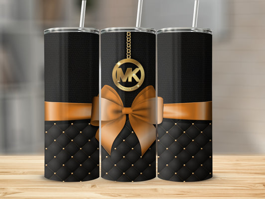 Luxurious Black and Gold Bow Design Tumbler Cup