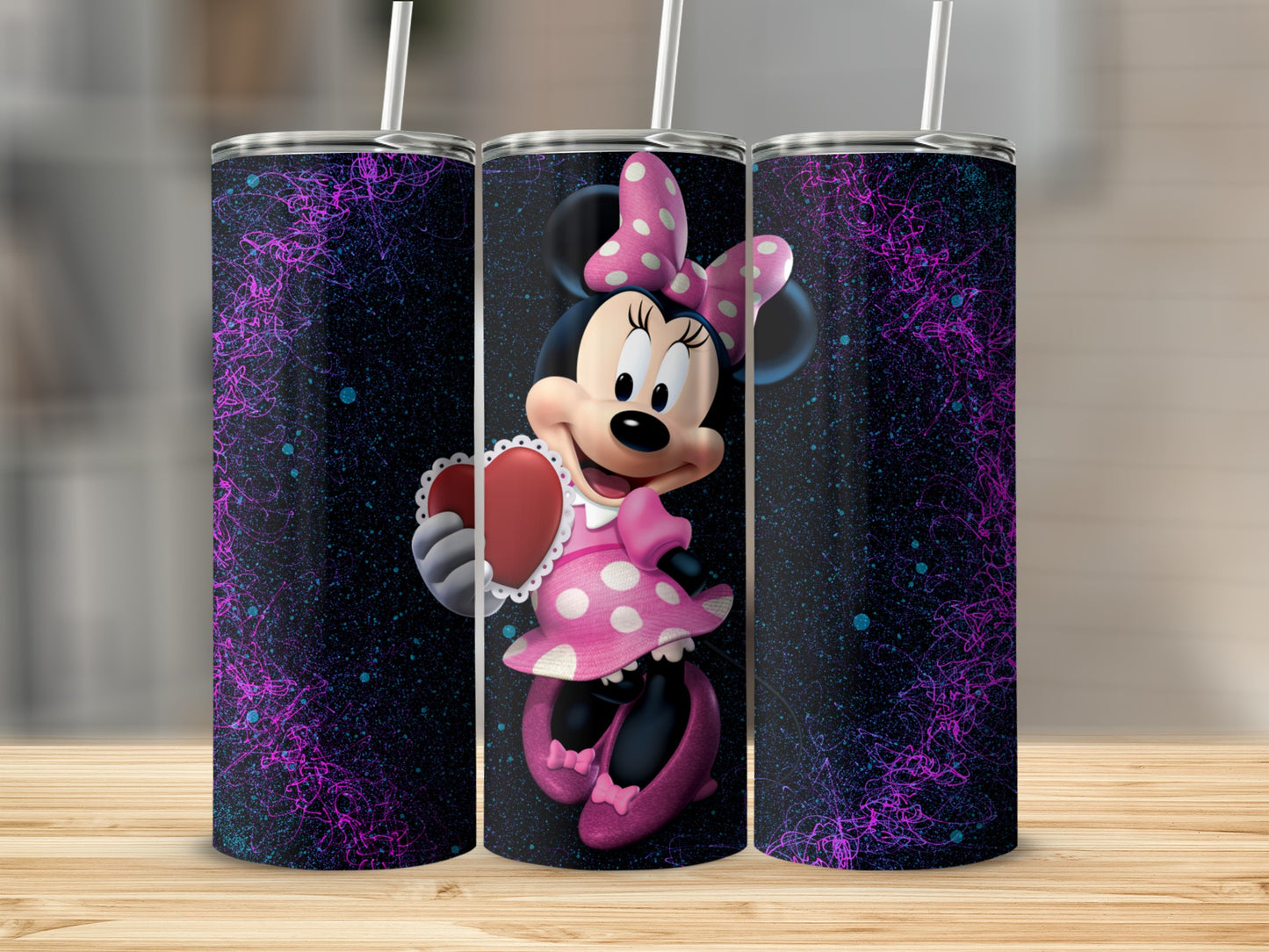 Cute Minnie Mouse Tumbler with Heart Design