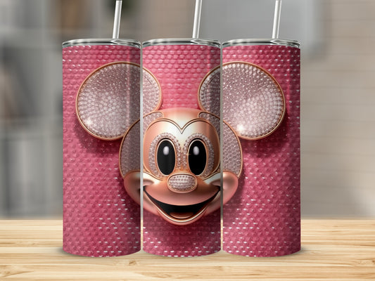 Glittering Pink Cartoon Character Tumbler Cup