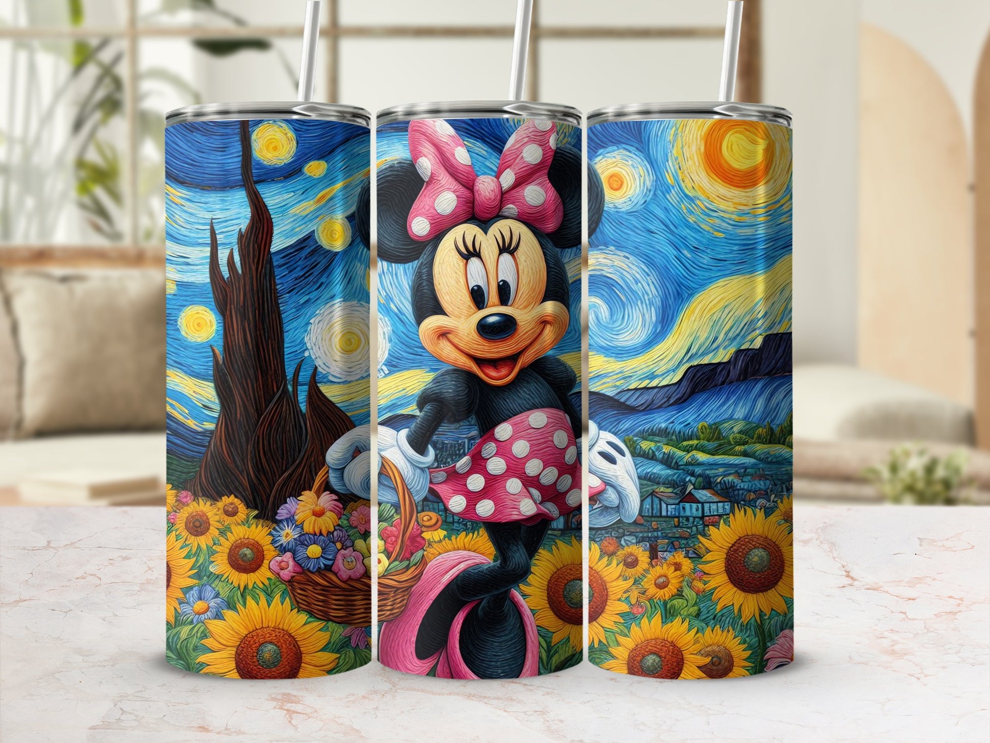 Starry Night Inspired Minnie Mouse Design Tumbler