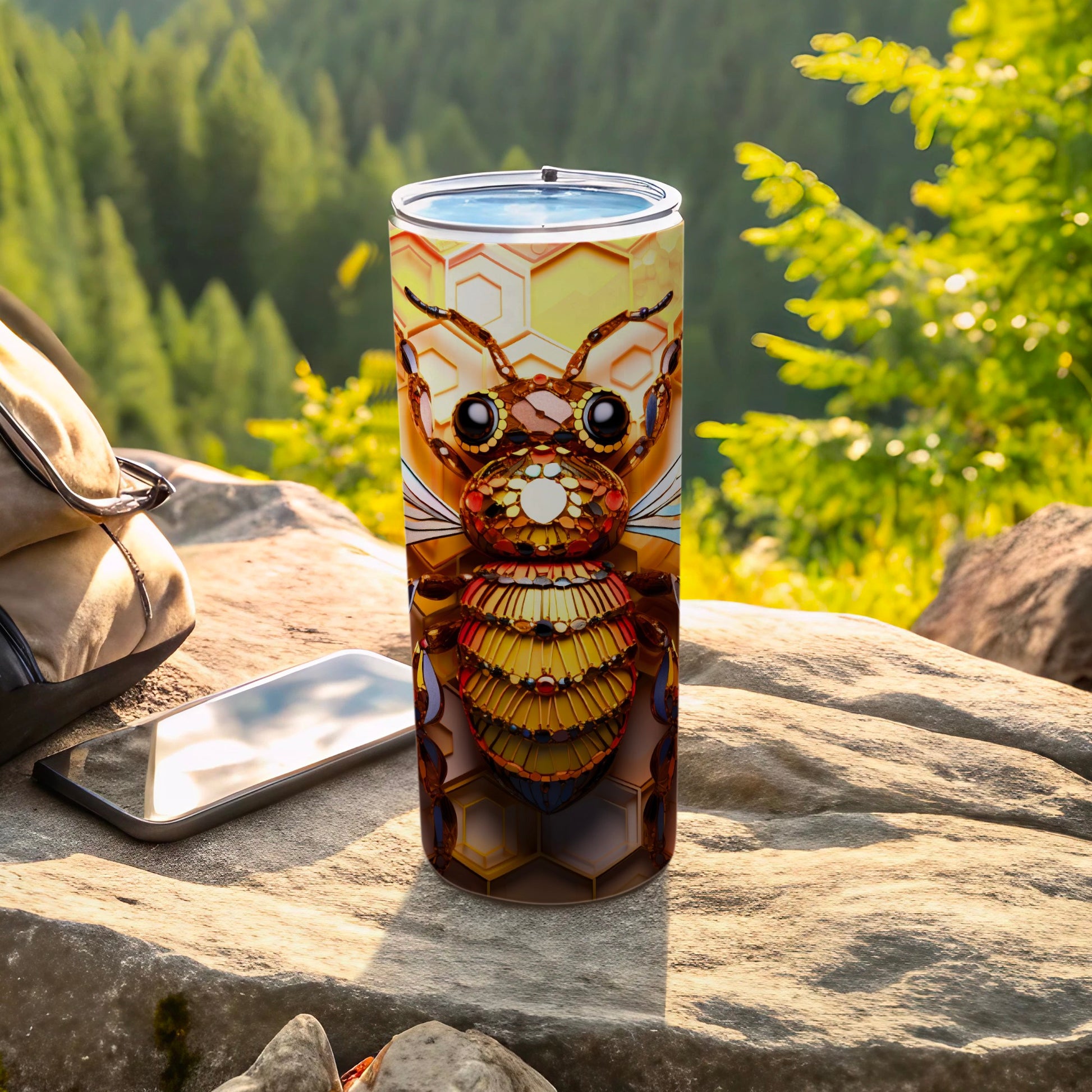 Ornate Golden Honeycomb Bee Travel Drinkware product type