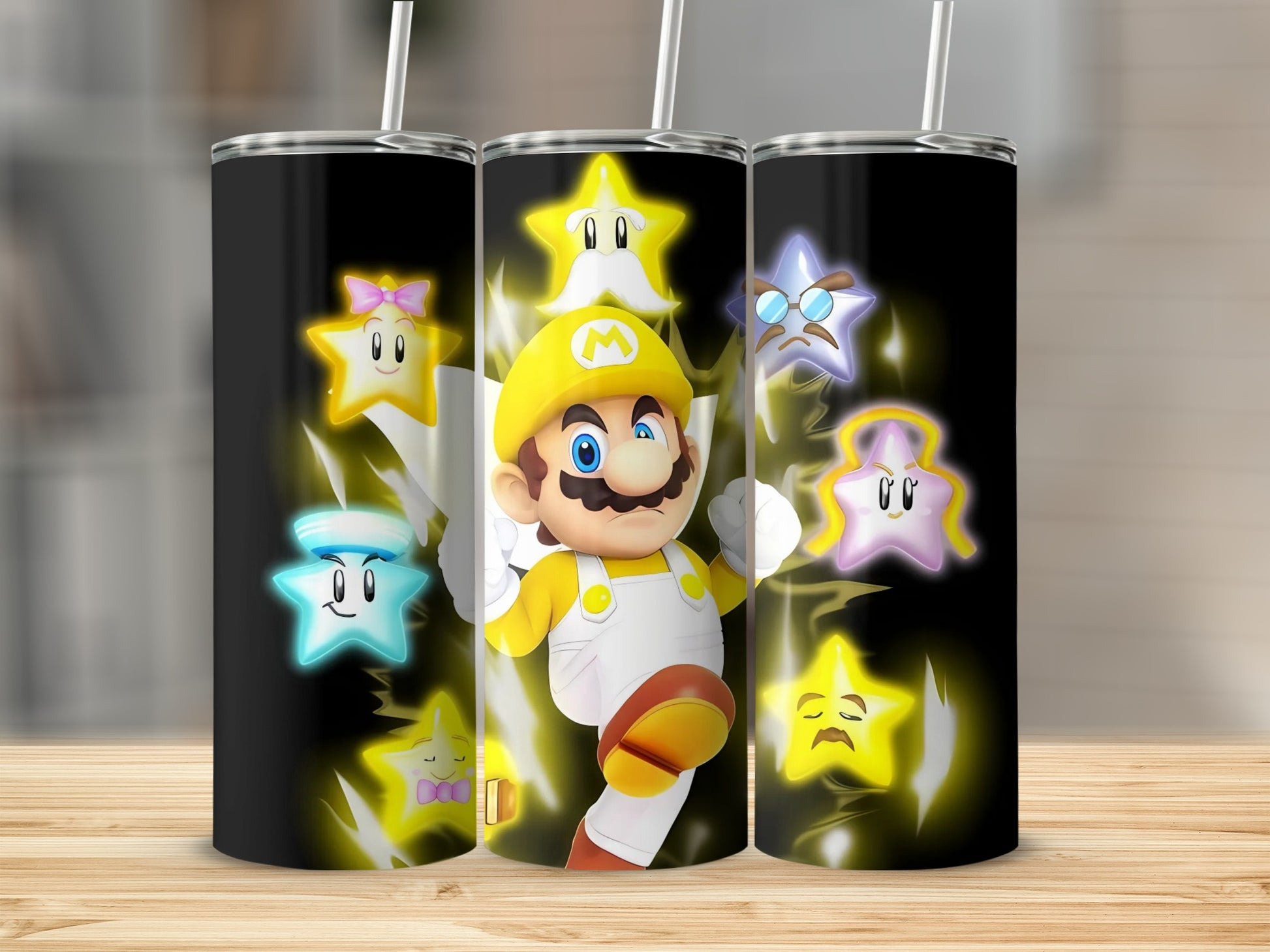 Cartoon Character with Colorful Stars Tumblers